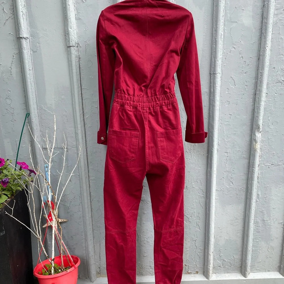Rick Owens DRK SHDW  Tuta Maroon Cotton Twill Jumpsuit, Size XS - Picture 4 of 16
